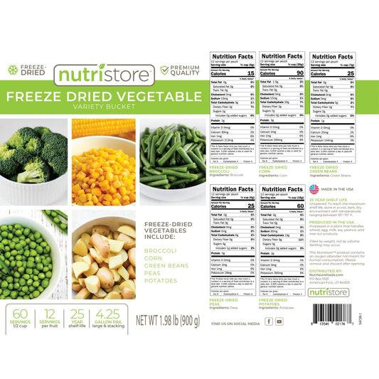 NutriStore Freeze Dried Vegetable Variety Bucket - BeReadyFoods.com