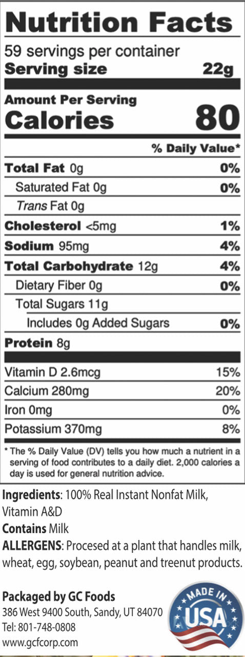 100% Real Instant Nonfat Milk (Country Cream) 44.8 oz #10 - BeReadyFoods.com