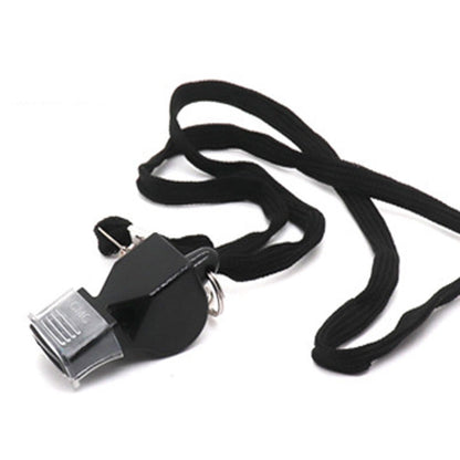 Black Plastic Whistle with Lanyard 