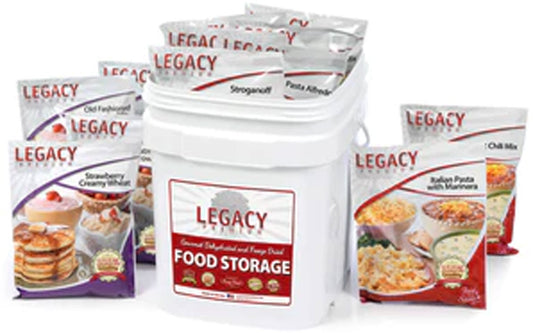 60 Serving Breakfast Lunch Dinner Bucket 18 lbs Pouches Legacy