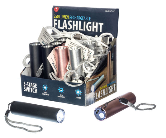 250 Lumen Rechargeable Flashlight Small BeReadyFoods.com