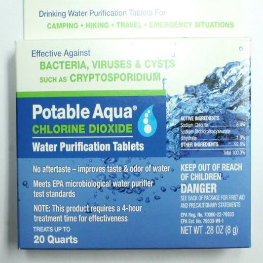 Chlorine Dioxide Water Tablets 20 Pack - BeReadyFoods.com