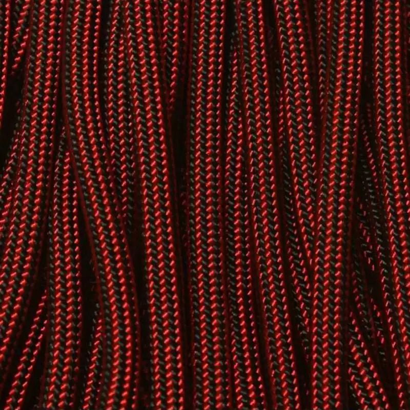 Fire Fighter (Imperial Red and Black Vertical Stripes) 550 Paracord 100 feet Made in USA - BeReadyFoods.com