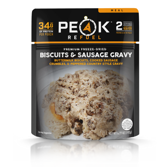 Freeze Dried Biscuit Gravy & Sausage 6.77 oz Pouch - BeReadyFoods.com