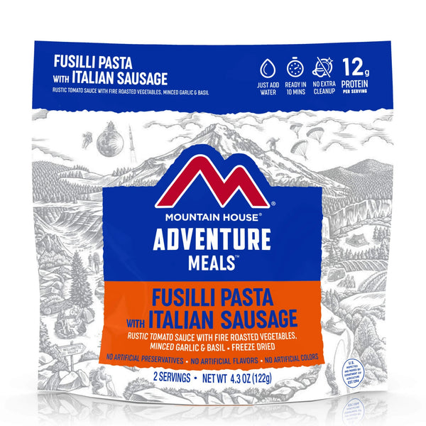Freeze Dried Fusilli Pasta with Italian Sausage 4.3 oz Pouch - BeReadyFoods.com