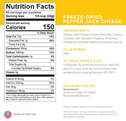 Freeze Dried Shredded Pepper Jack Cheese 38.9 oz #10 - BeReadyFoods.com