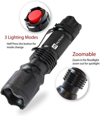 J5 Tactical Flashlight - BLACK - BeReadyFoods.com