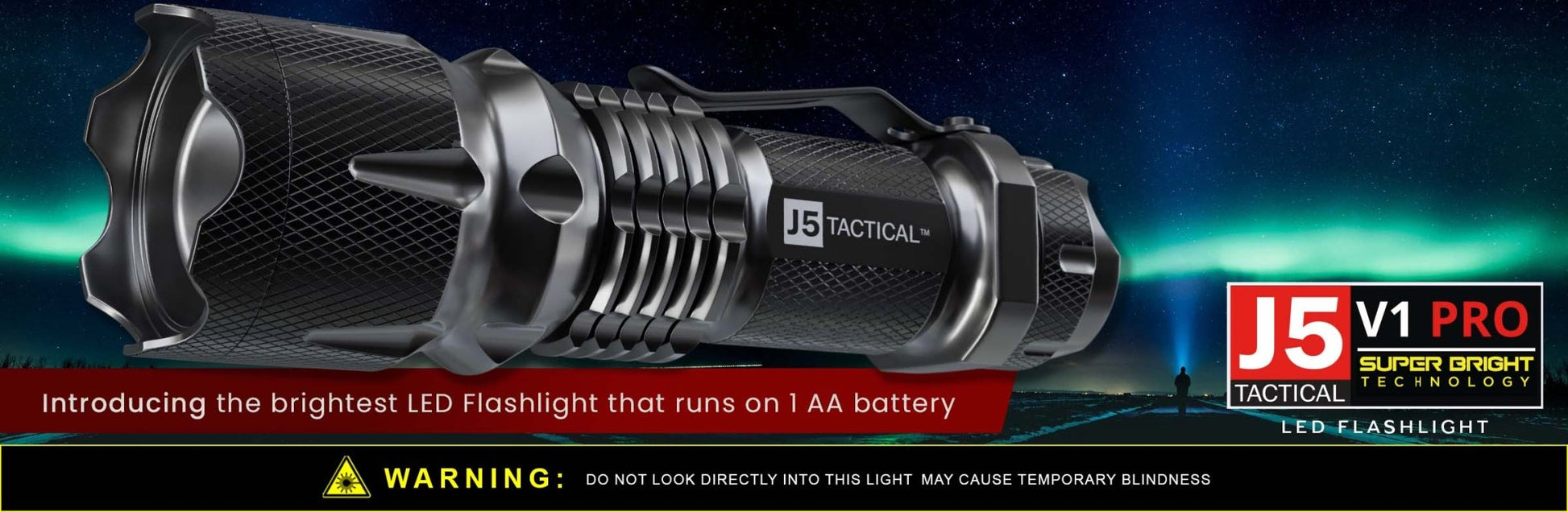 J5 Tactical Flashlight - BLACK - BeReadyFoods.com