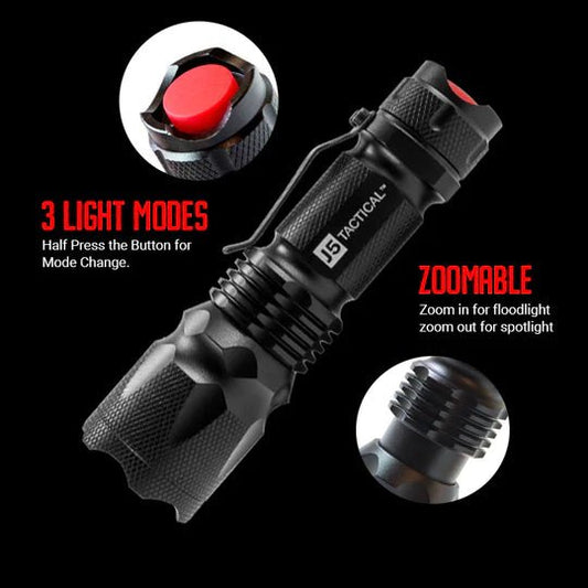 J5 Tactical Flashlight - BLACK - BeReadyFoods.com