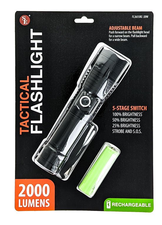 Tactical Flashlight Rechargeable 2000 Lumen - BeReadyFoods.com