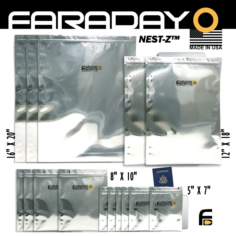 Faraday Nest Z EMP Bag Kit 15pc Faraday Defense