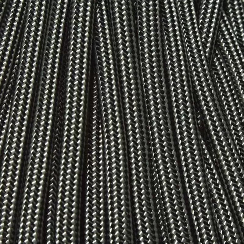 Black and Silver Gray with vertical stripes 550 Paracord 100 feet Made in USA BeReadyFoods.com