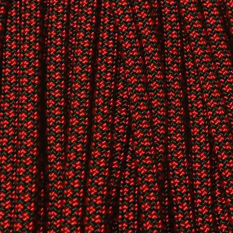 Black with Imperial Red Diamonds 550 Paracord 100 feet Made in USA BeReadyFoods.com