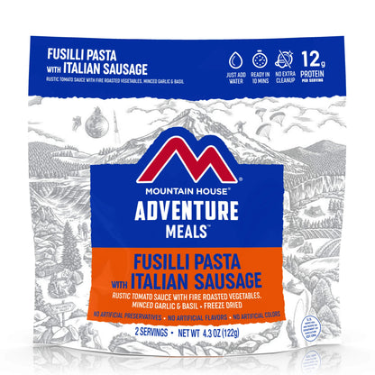 Freeze Dried Fusilli Pasta with Italian Sausage 4.3 oz Pouch BeReadyFoods.com