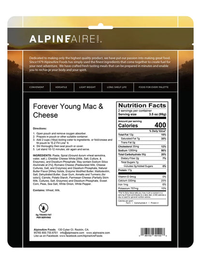 Alpine Aire Forever Young Mac & Cheese 7 oz Pouch Alpine Aire
