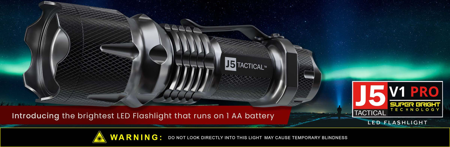 J5 Tactical Flashlight - BLACK J5 TACTICAL