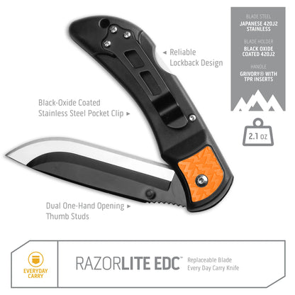 Outdoor Edge Razor EDC Orange Grip BeReadyFoods.com