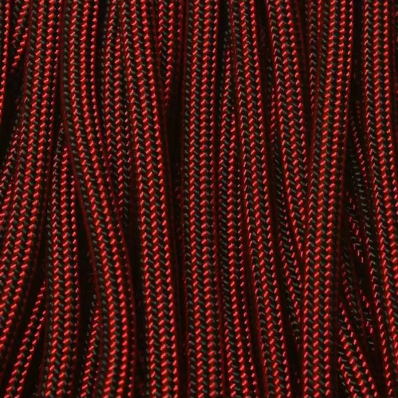 Fire Fighter (Imperial Red and Black Vertical Stripes) 550 Paracord 100 feet Made in USA BeReadyFoods.com