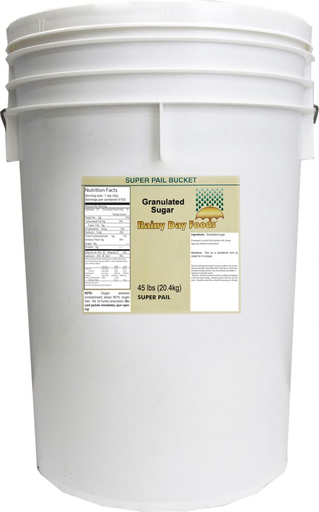 5 Gallon SP Sugar 37 lbs (Store Pickup Only) BeReadyFoods.com