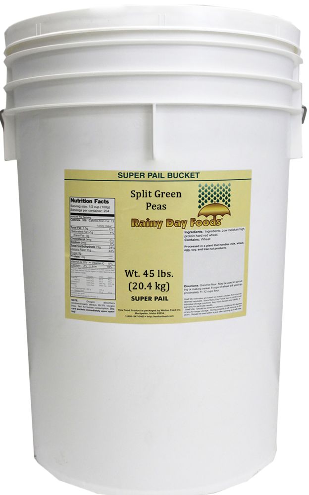 5 Gallon SP Split Green Peas 37 lbs (Store Pickup Only) BeReadyFoods.com