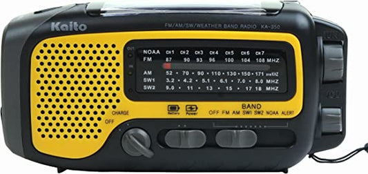 Kaito KA350 Voyager Trek Solar/Crank AM/FM/SW NOAA Weather Radio with 5-LED Flashlight BeReadyFoods.com